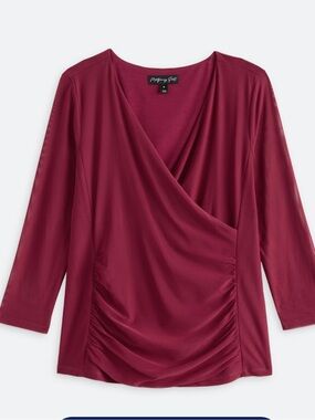 MONTGOMERY POST Willow Three Quarter Sleeve Illusion Mesh Knit Top XL
